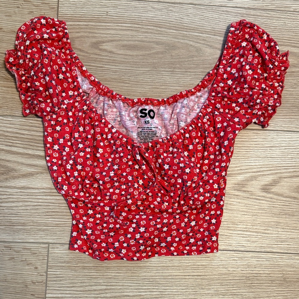 SO Women's Red Floral Crop Top